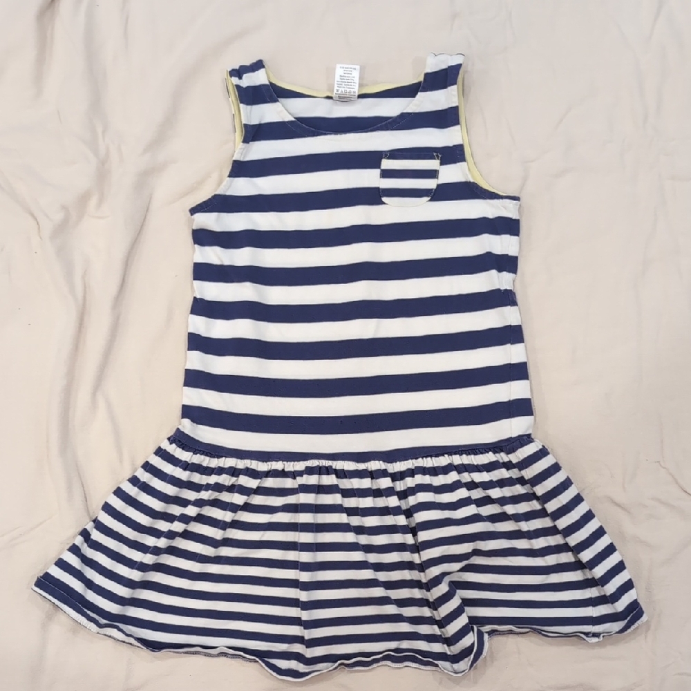 Striped Blue and White Sleeveless Dress